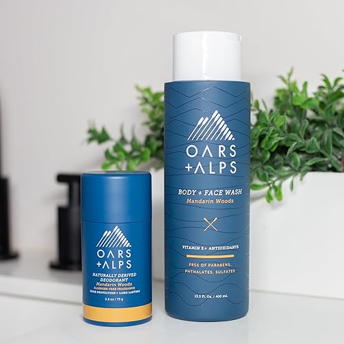 Miniatura 7 de Oars + Alps Lavado corporal y facial hidratante para hombre, cuidado de la piel infundido con vitamina E y antioxidantes, sin sulfato, maderas de