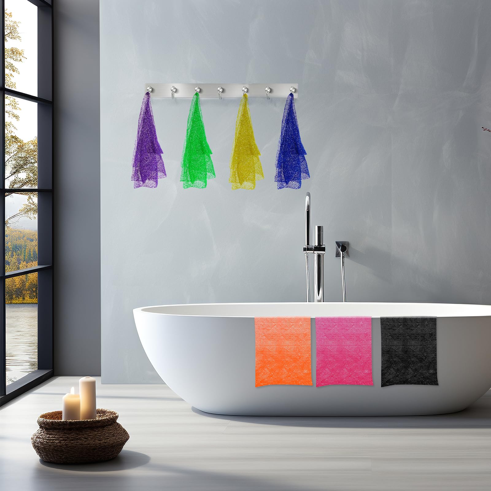 African Net Sponge, Authentic Exfoliating Body Scrubber for Bath and Shower, Multiple Textures with Gentle Deep Exfoliating and Rich Lather for All Skins (Blue)