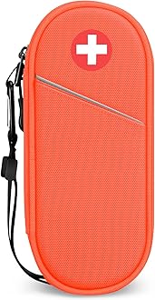 EpiPen Medical Carrying Case Insulated, Travel Medication Organizer Bag Emergency Medical Pouch Holds 2 EpiPens, Asthma Inhaler, Anti Histamine, Auvi Q, Allergy Medicine Essentials, Orange