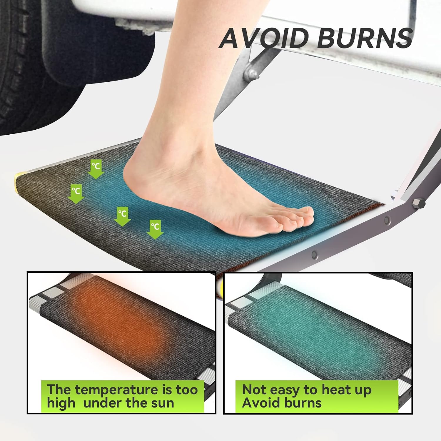 RVMATE RV Step Covers 23 Inch RV Step Rugs Wrap Around Camper Stair Rugs for Radius Steps, 3 Packs