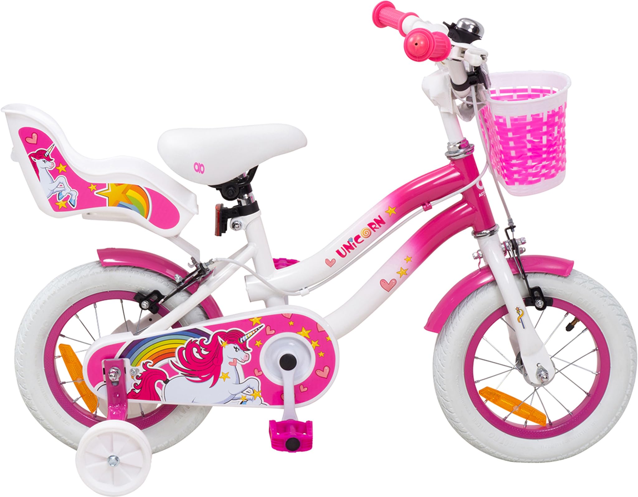 Actionbikes Kinderfahrrad Unicorn | 12 16 Zoll - V-Brake Bremsen - Fahrrad für Kinder von 2-7 Jahren - Schutzblech v. / h - Kinder Fahrrad für Mädchen & Jungen - Fahrräder - Bicycle - Kinderrad - Bike