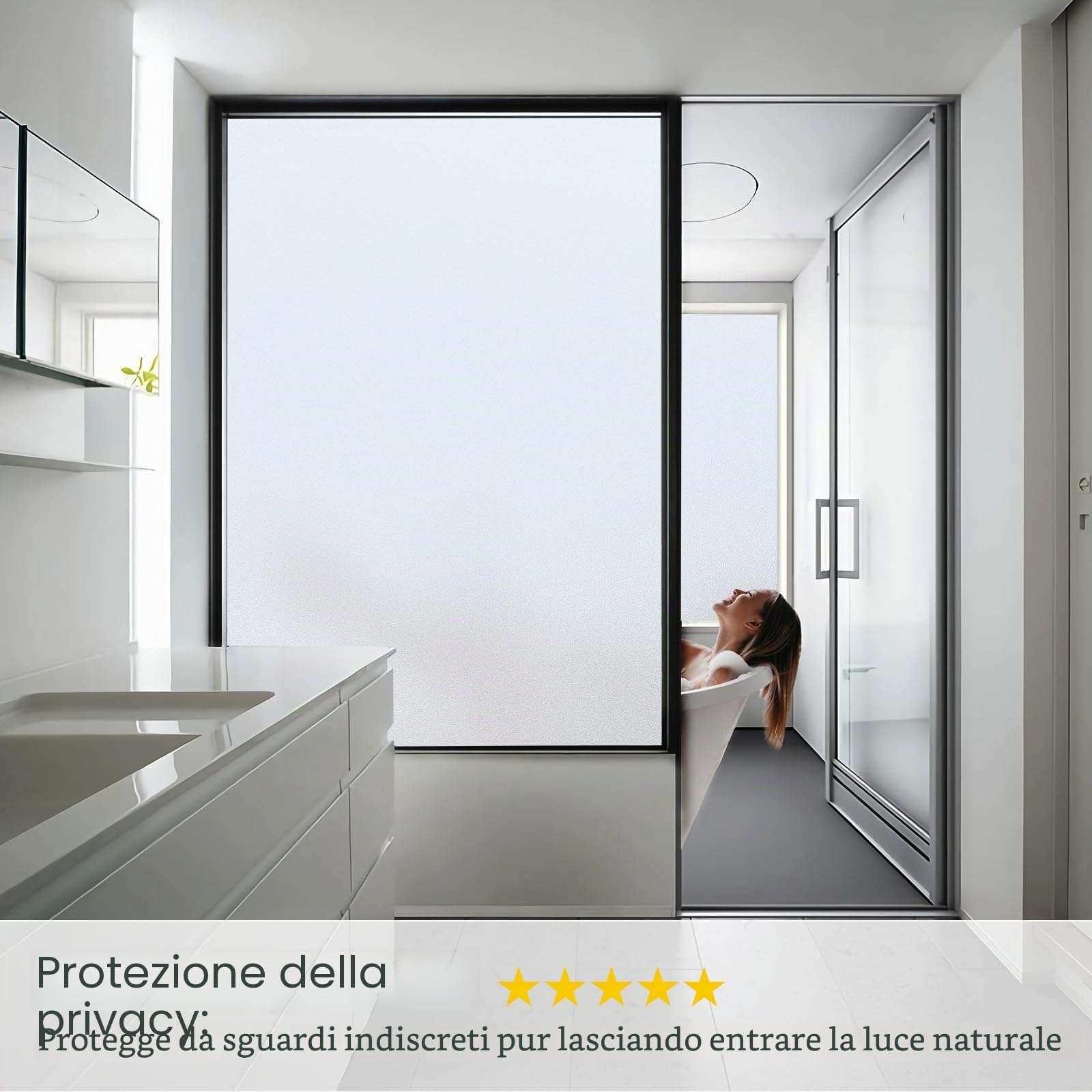 Lifetree Pellicola per Finestra Opaca, Vetro Smerigliato Autoadesiva, Anti-UV, Statica, per Privacy, Senza Colla, per Casa, Ufficio, 44,5 x 200 cm