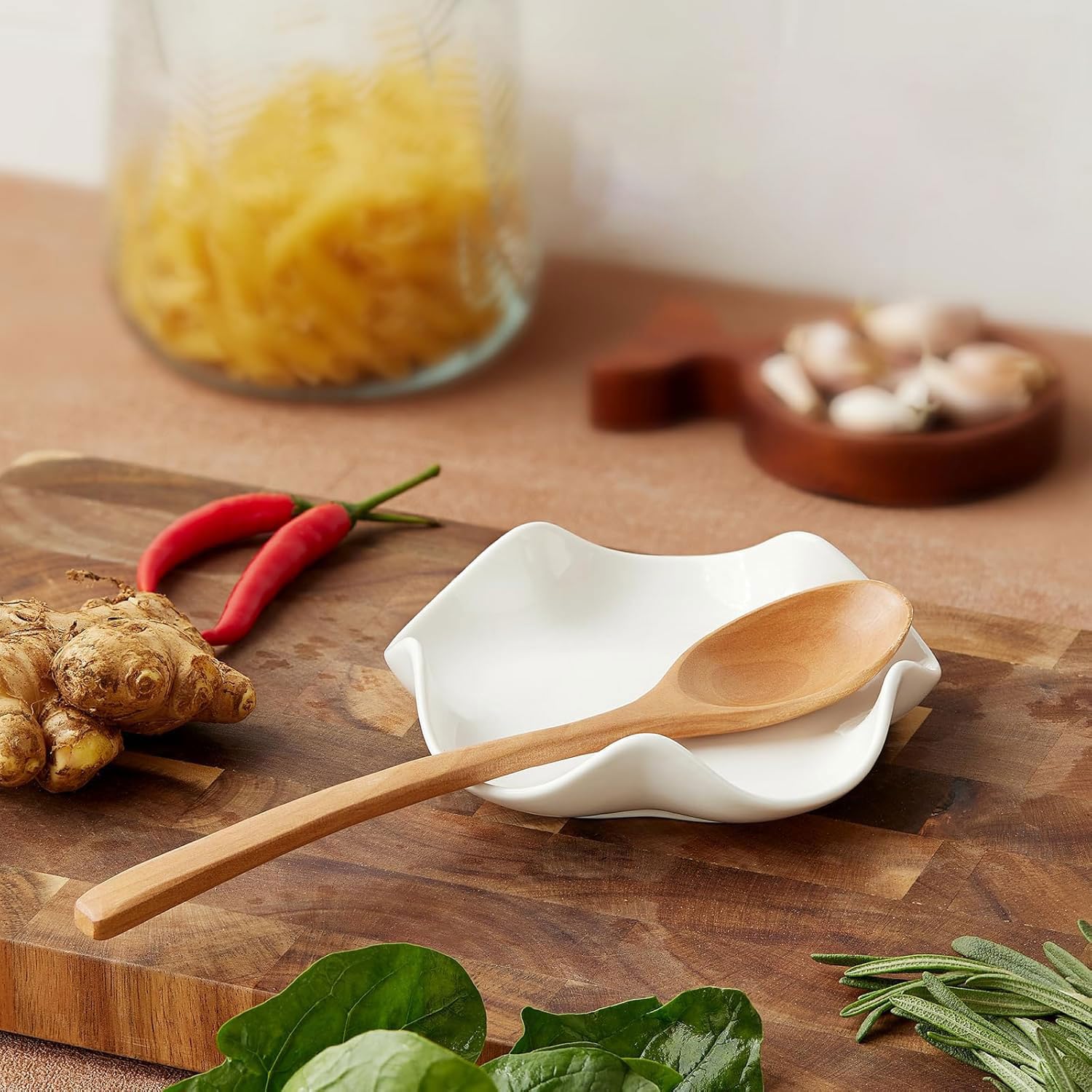 Porte-Cuillère Cuisine Céramique, Support Ustensiles Multifonction Louche Spatule