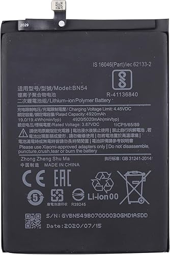 Miniatura 2 de Batería de repuesto BN54 compatible con Redmi Note 9 Note9 M2003J15SC, M2003J15SG, M2003J15SS + herramientas