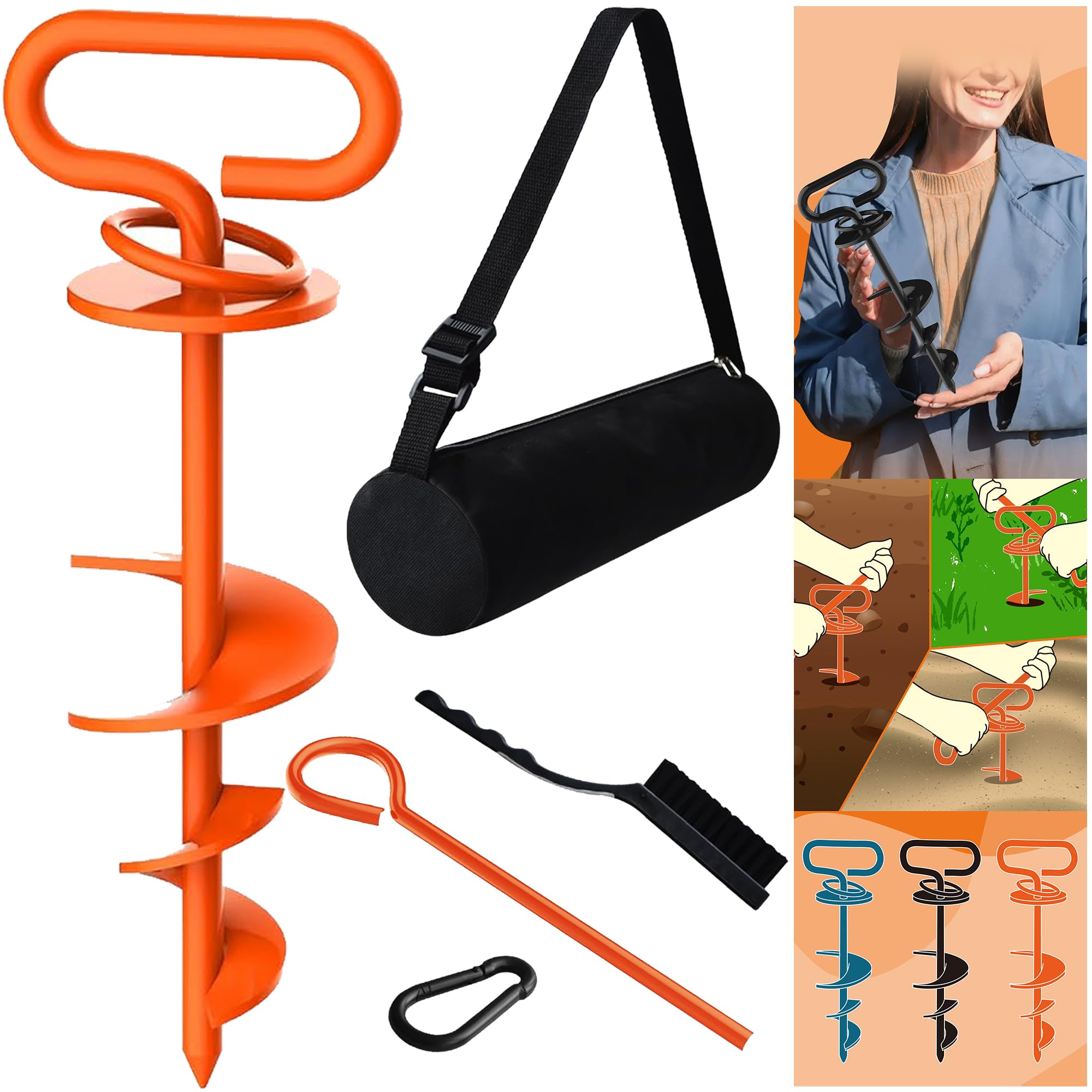 Eurmax USA Dog Tie Out Stake Triple Lock Heavy Duty Dog Anchor for Large Dogs Trampoline Stakes Dog for Yard and Outdoor Dog Runner Install & Travel Kit Included,1-Pack(Orange) (B091BRF9RW) Amazon Price History, Amazon Price Tracker