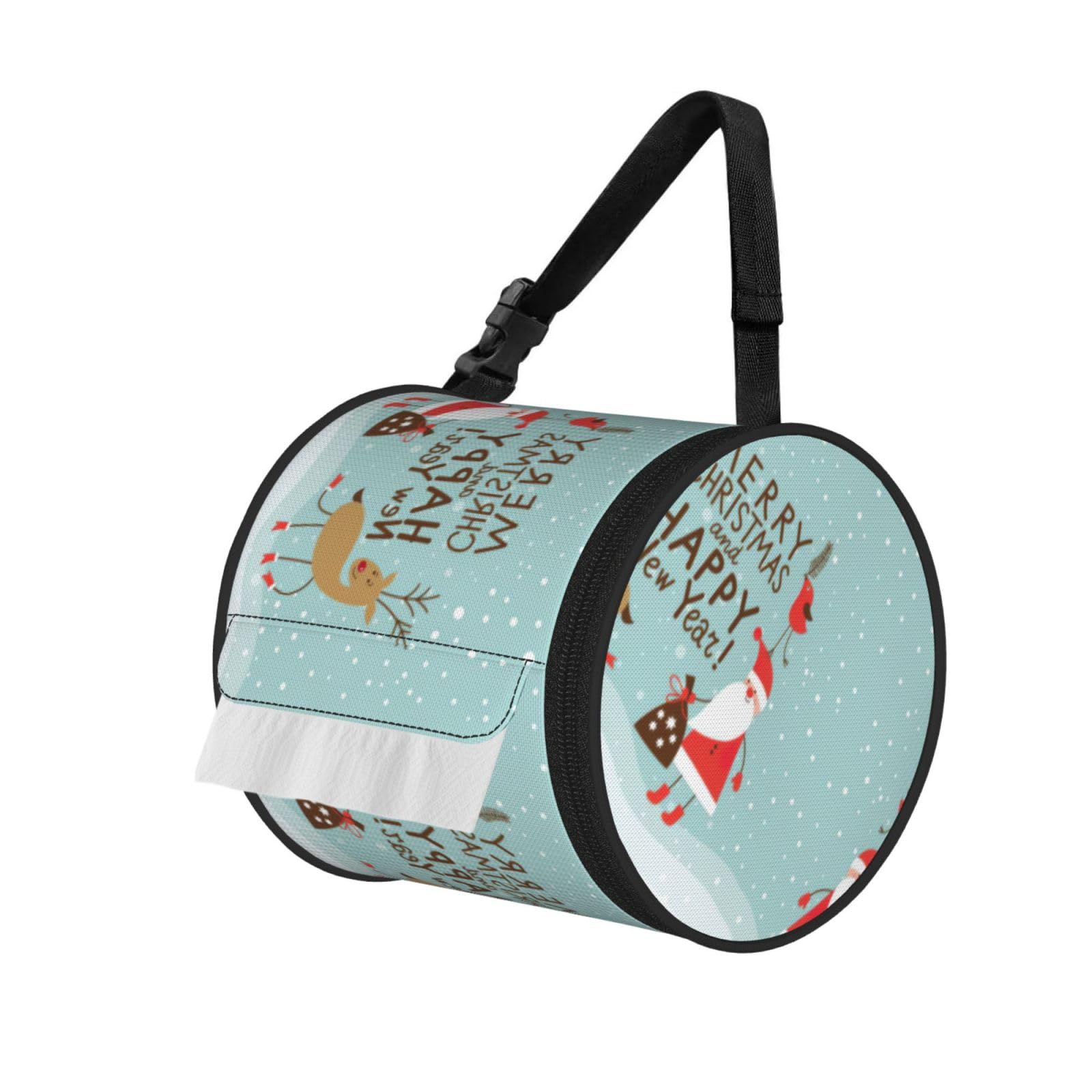 Merry Christmas And Happy New Year Print Fashion Tissues Organizer Box, Hanging Tissue Holder For Purse Coins For Car Office Daily Outing