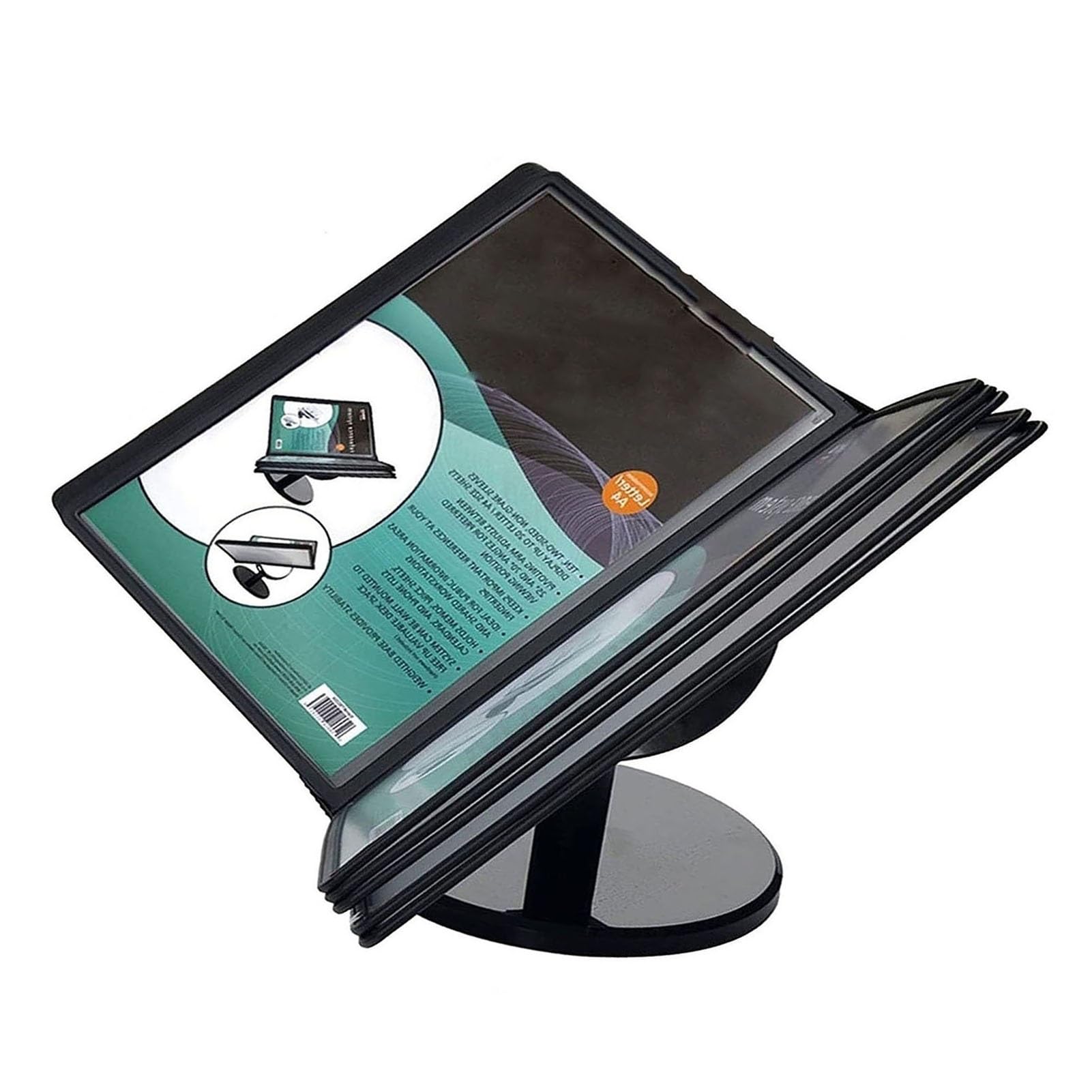 JYBNBBE File Organizing Unit for Desk, Pvc Metal Desktop Document Holder, 10 Page Double-sided Panels, Letter-size, Adjustable Tabletop Reference Organizer, For Office Present Po,10 pages