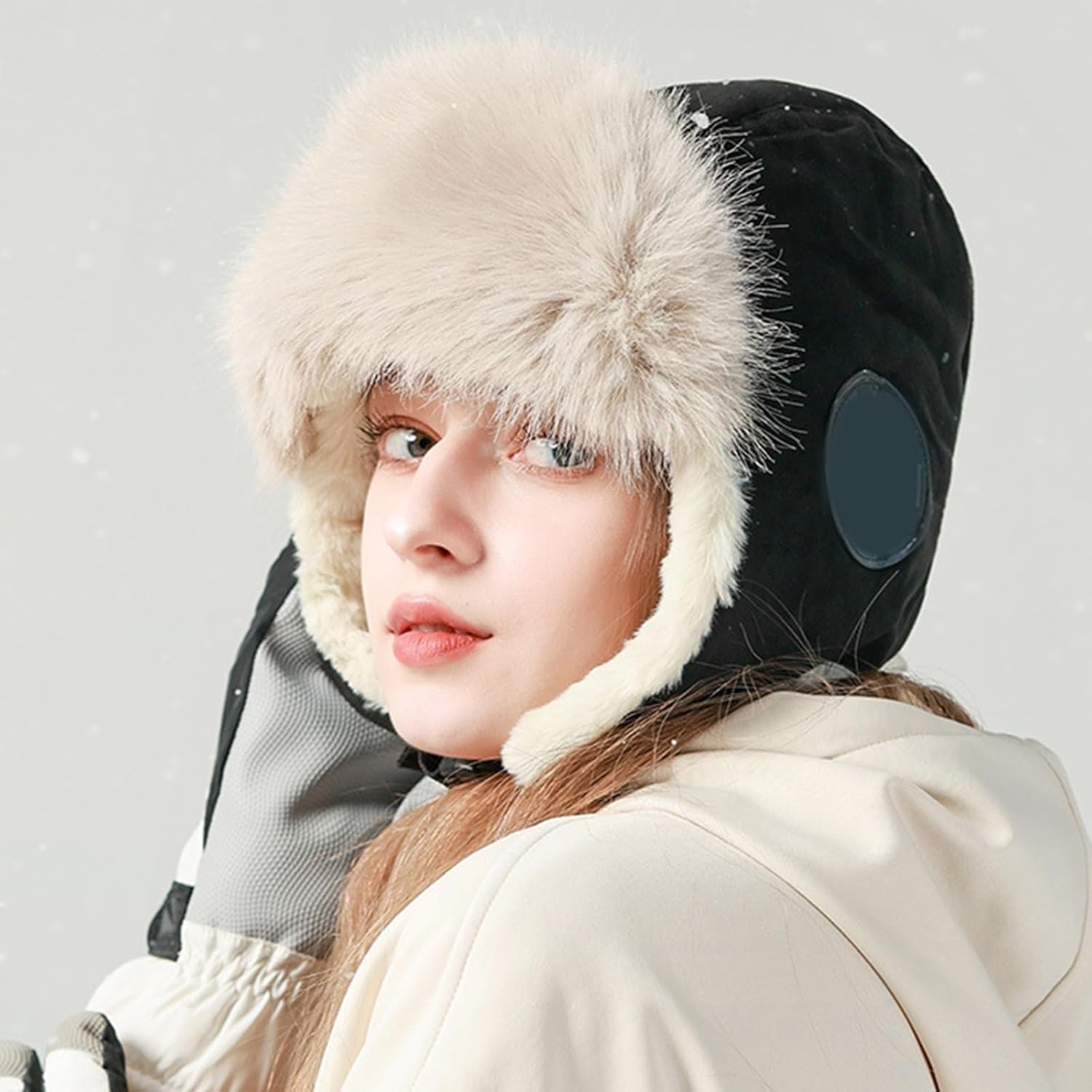 Unisex Fleece Lined Hat, Thickened Earmuff Winter Cap for Skiing, Camping & Hiking