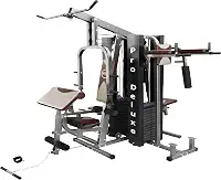 Multi Estação Pro Deluxe 204Kg Anilhas WCT Fitness Musculação Completa Treino Peito Perna Costa Supino Máquina Voador Barra Pulley Cadeira Extensora Banco Scott Legg Press Abdominal Paralela