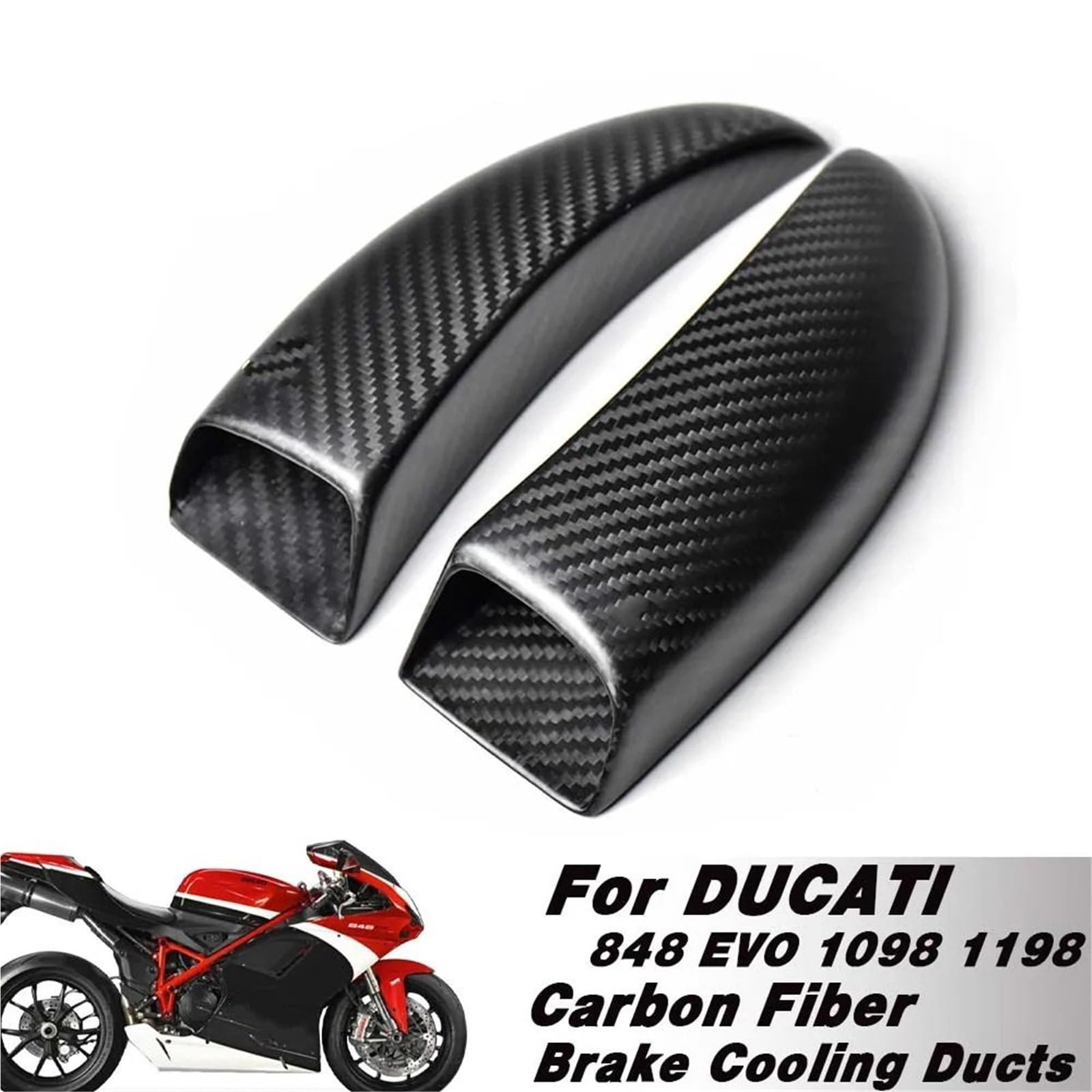 Conducto de aire Ajuste para DUCATI 848 EVO guías de pinza de disco de freno conductos de refrigeración de entrada de aire rejillas de ventilación de freno Enfriador de pinza de freno(Matte Twill B)