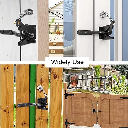 Miniatura 6 de Pestillo de puerta automático resistente para valla de madera autoblocante de puerta de gravedad con resorte de acero inoxidable cargado con cuerda