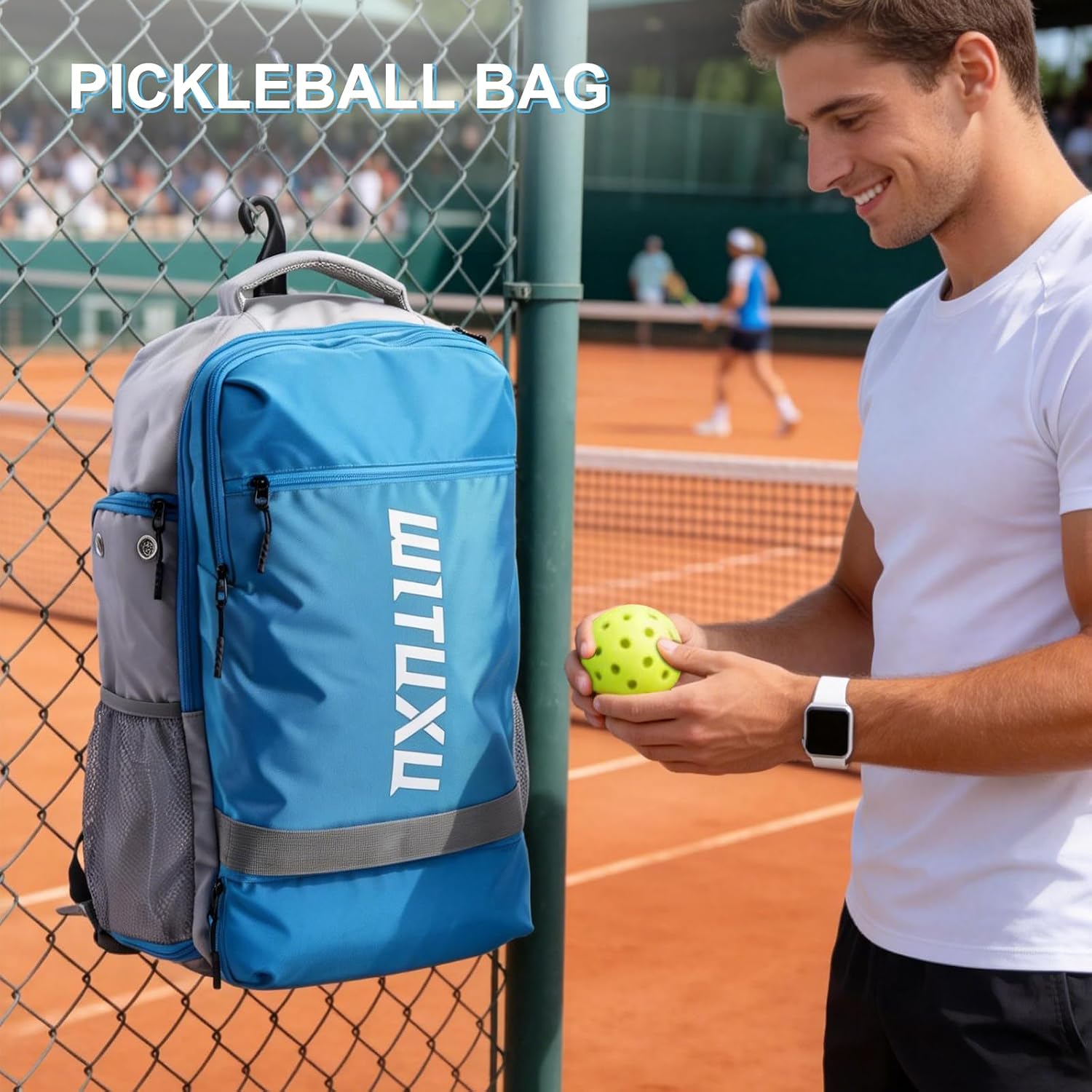Pickleball Backpack, 3+Paddle Capacity, Pickleball-specific Shockproof Thermal Pockets, Waterproof Shoe Compartment, Wet Dry Separation, Fence Hook, Fits Standard/Extended Paddles