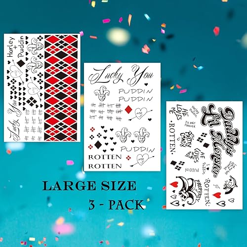 Miniatura 7 de 3 hojas de tatuajes temporales de Halloween, tamaño grande de 8.2 x 11.6 pulgadas, tatuajes temporales para mujeres, accesorios de disfraces de