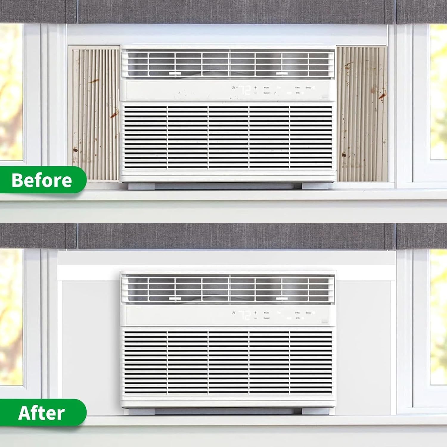 Surround Insulation Side Panels,fully enclosed design White Window Air Conditioner Insulated Foam Panels,Summer/Winter Heat and Draft Insulating with 4 edge banding strips EVA