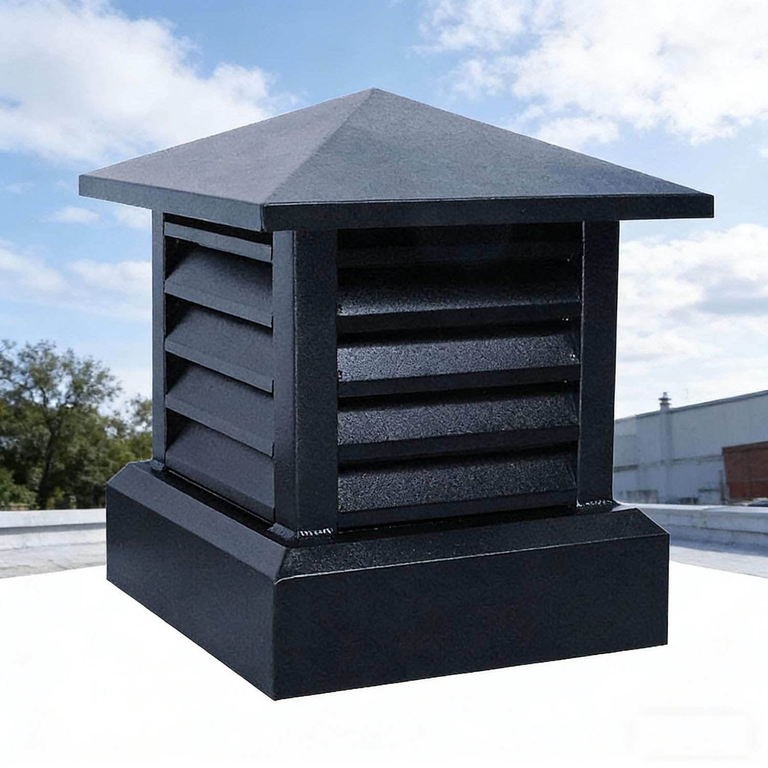 Chapeau de cheminée 30cm aluminium conique avec évent de protection