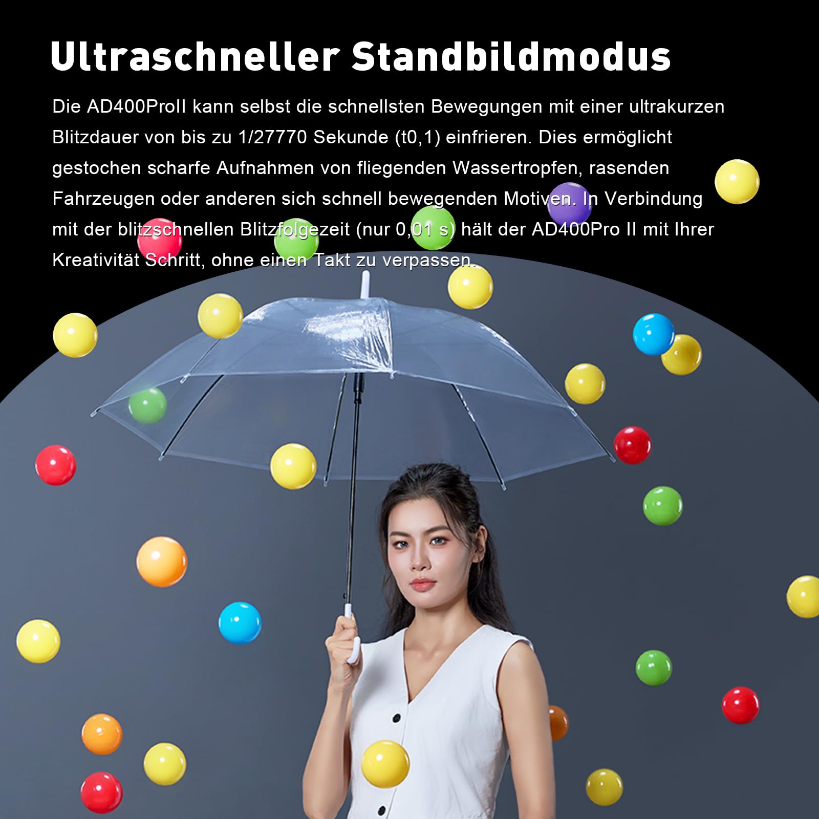 Godox AD400ProII 400Ws Blitzgerät für Fotografie AD400Pro II Outdoor Blitz | AD400 PRO II Blitz TTL GN72 HSS 1/8000s,0.01–1s Ladezeit,2.4G Wireless X mit 30W Bi-Color LED-Einstelllicht,2600mAh Batterie