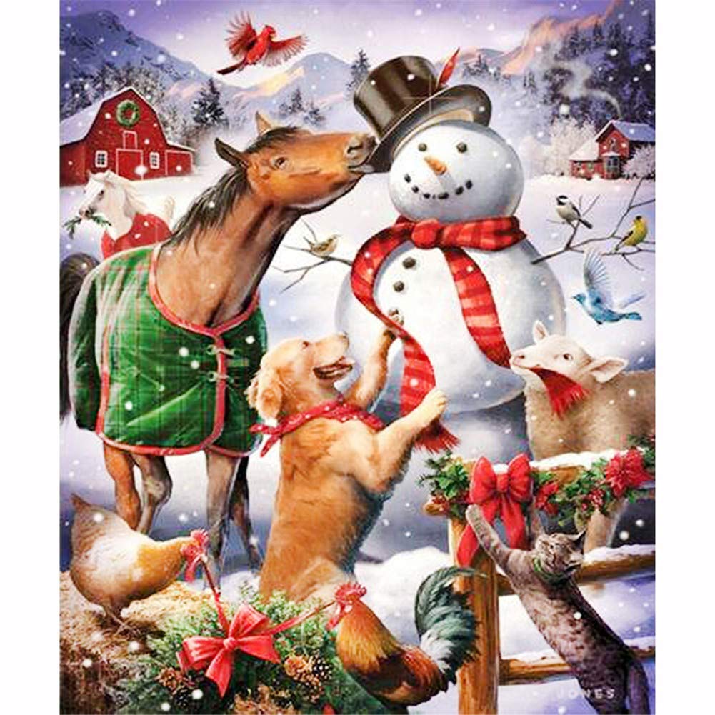 Toile diamant art painting salon chambre motif animaux d'hiver sans plis 70x90