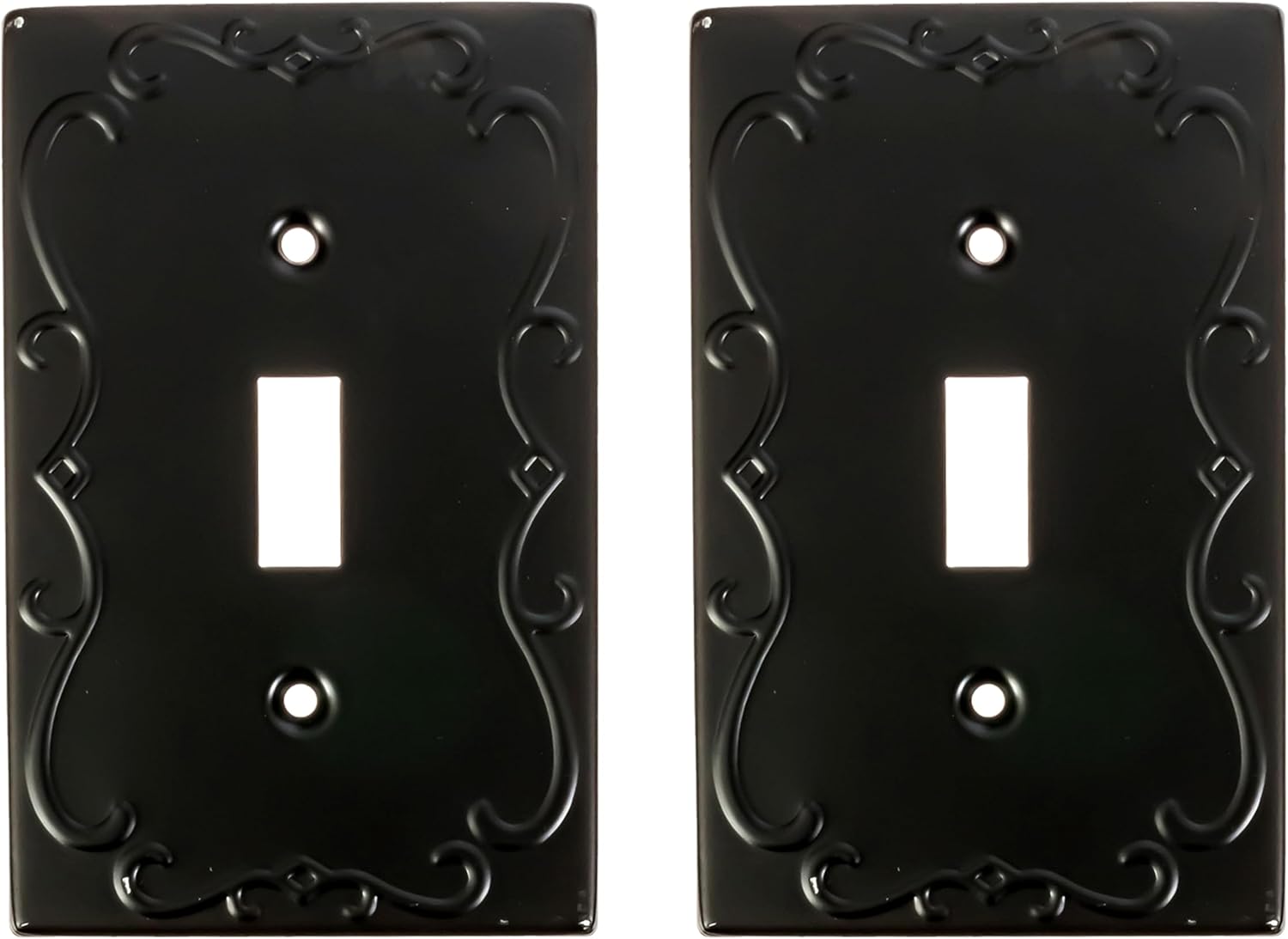 SleekLighting | Wall plates Decorative Regal Scrollwork Black | Electric Outlet and Switch Covers| Style: 1 Gang Decorator (2 Pack)