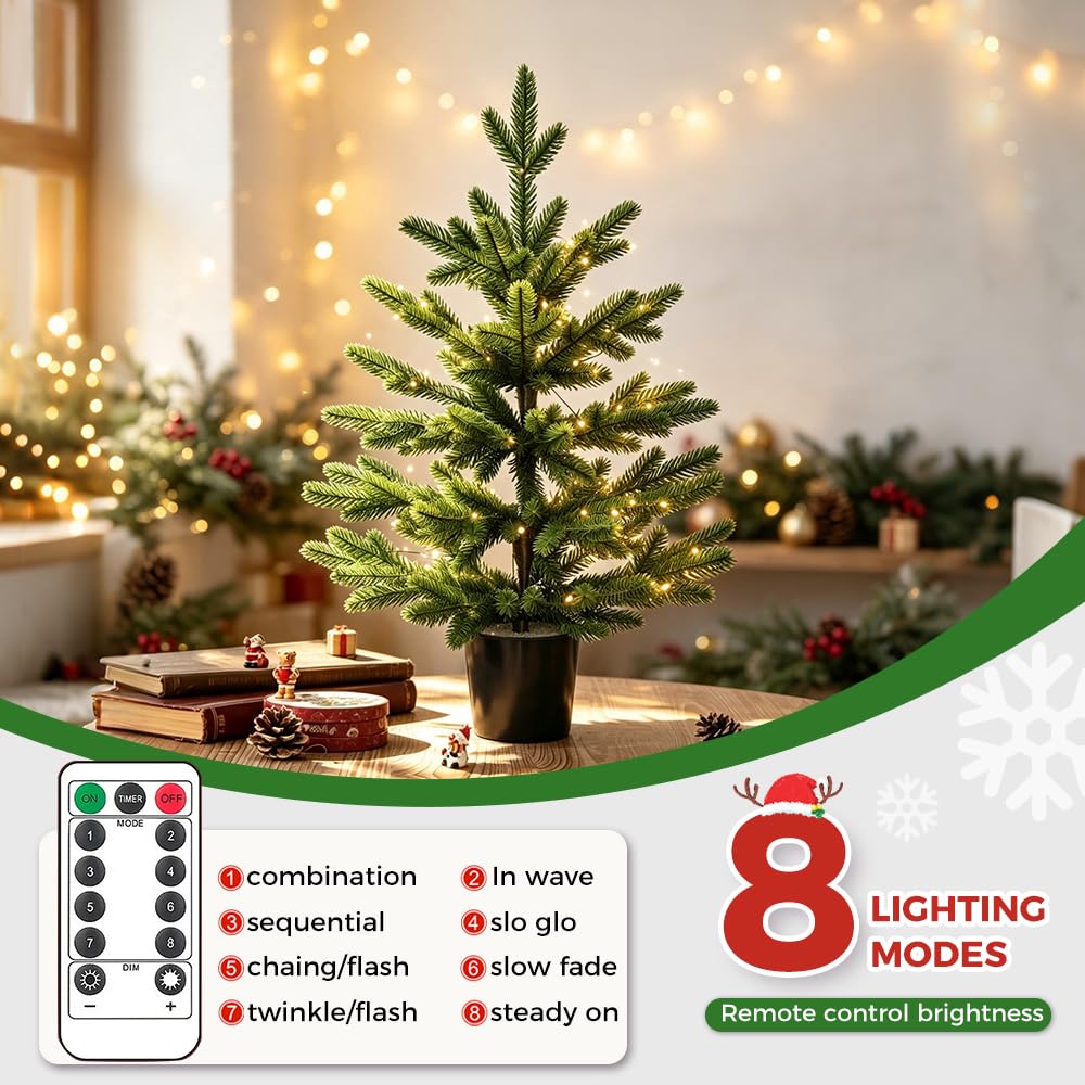 Sapin de Noël artificiel avec LED - 80 cm - Pour intérieur et extérieur - Décoration de Noël