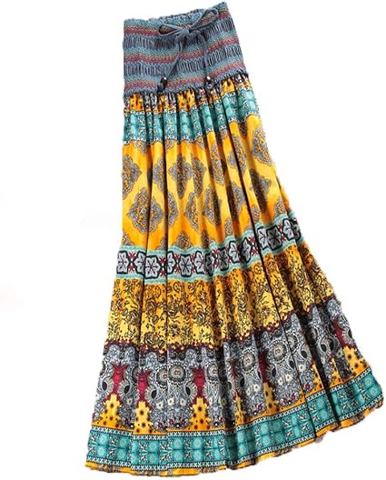 Amazon マキシスカート ２way ホルターネック ワンピース ベアトップ エスニック調 色選択できます イエロー スカート 通販