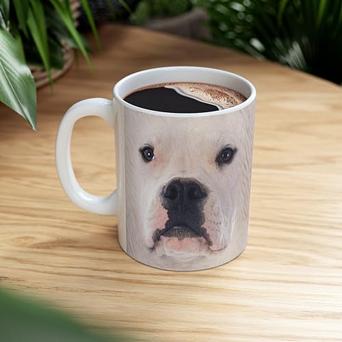 Miniatura 8 de Lovesout Funny Gifts - Taza de café de cerámica blanca con diseño de perro Bulldog Americano, con cara grande, 11 onzas