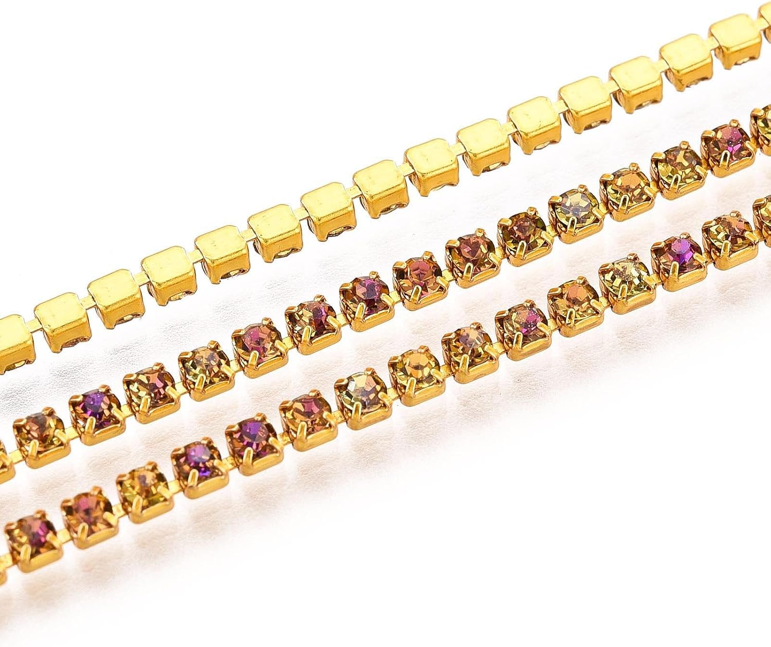 LiQunSweet 30Feet 9m 2x2mm Crystal Rhinestone Cup Chains Trim with Spool for DIY Sewing Crafts Shoes Clothes Wedding Bouquet Decoration - Dark Olive Green