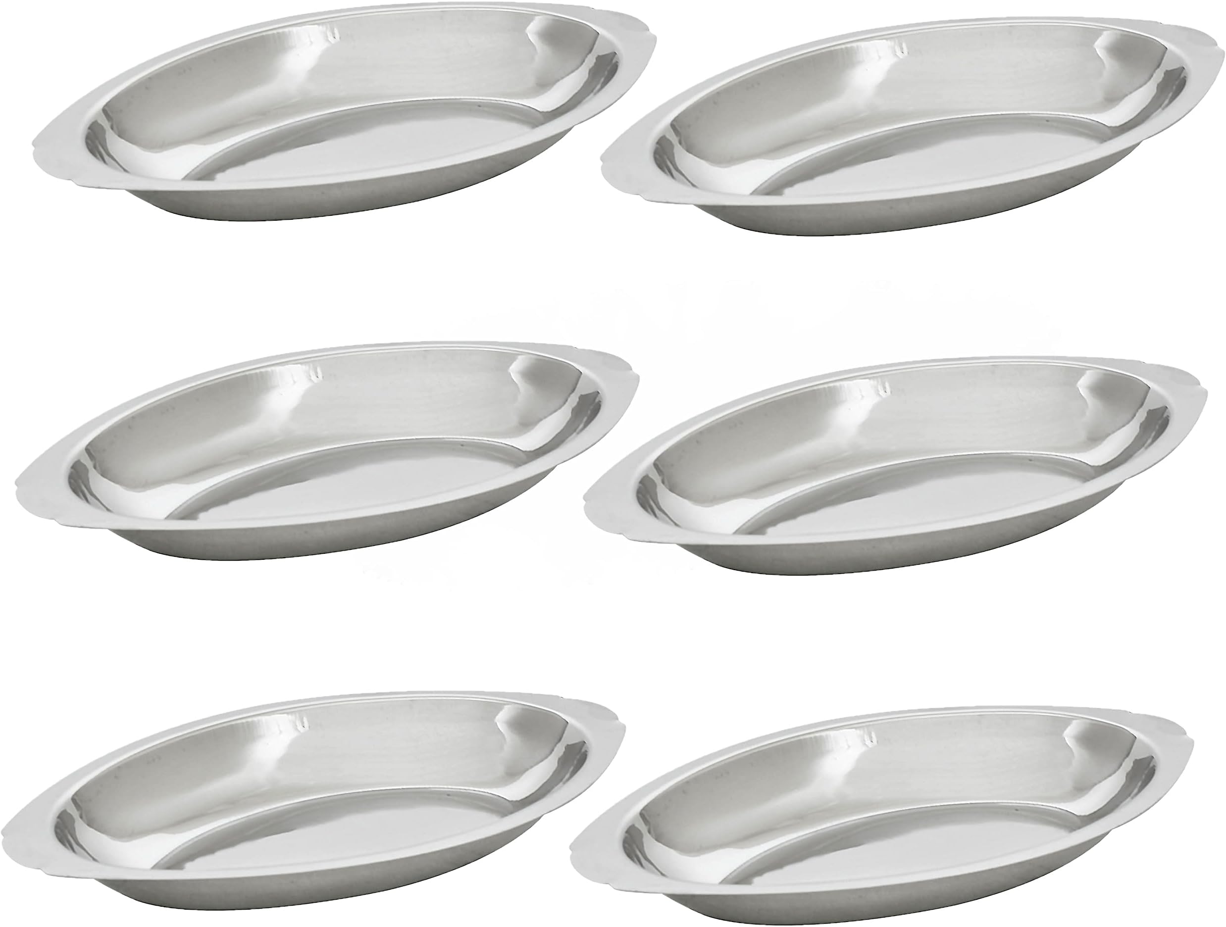 8 oz. (Ounce) Stainless Steel Oval Au Gratin Serving Dish Pan Platter Set of 2