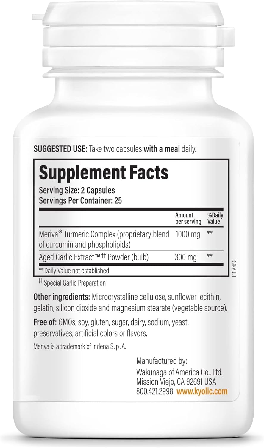 Kyolic Aged Garlic Extract Formula 111, Healthy Inflammation Response*, Curcumin, 50 Capsules