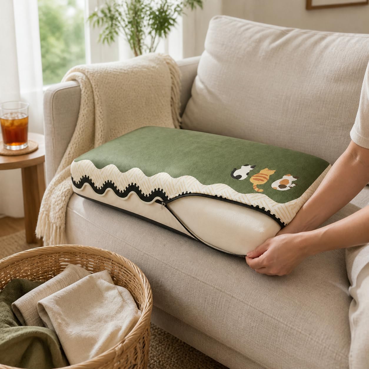 Coussin Canapé Rafraîchissant Lavable, 70x150cm | Fibre soie rafraîchissante - lavable en machine - sécurité A - bords liés - pour la maison - pour le repos
