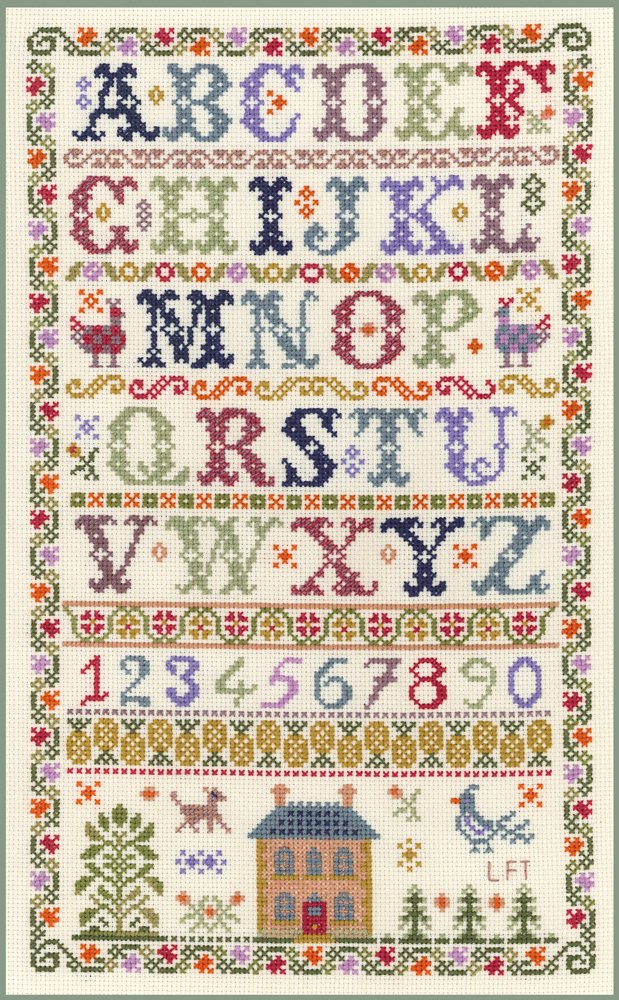 Lifetime Samplers Multicolor Abc Traditional Alphabet Sampler - Complete Cross Stitch Kit On 14 Aida With Clear Colour Chart