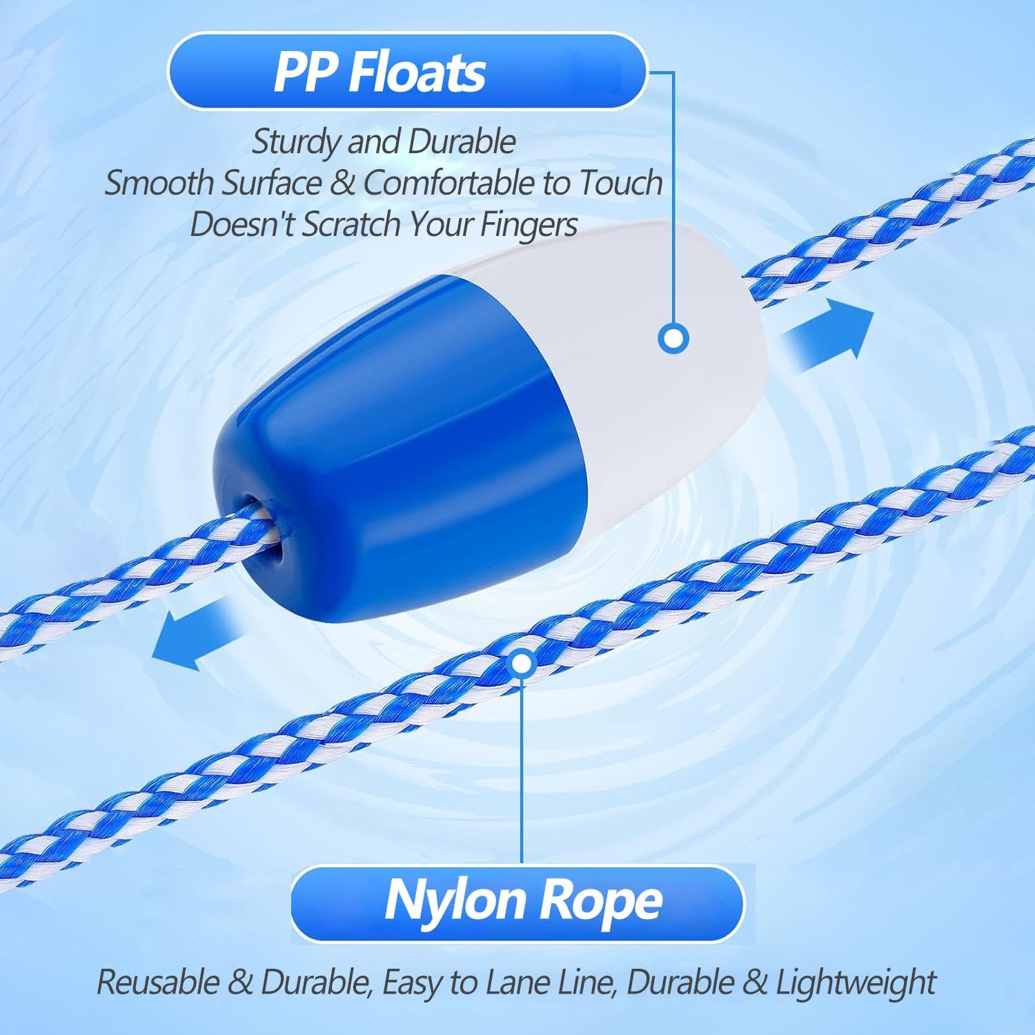 Corde de séparation de ligne flottante de sécurité pour piscine – Séparateurs de voie durables pour une natation sûre, idéal pour l'entraînement de natation et les compétitions, parfait pour les