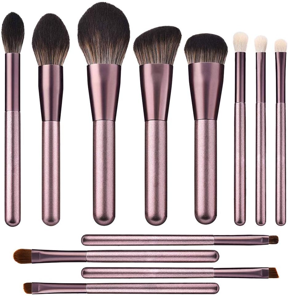 Premium Makeup Brushes Sets Synthetic Foundation Brushes for Blending Powder Concealers Eye Shadows, 12 Pcs Makeup Brush Set