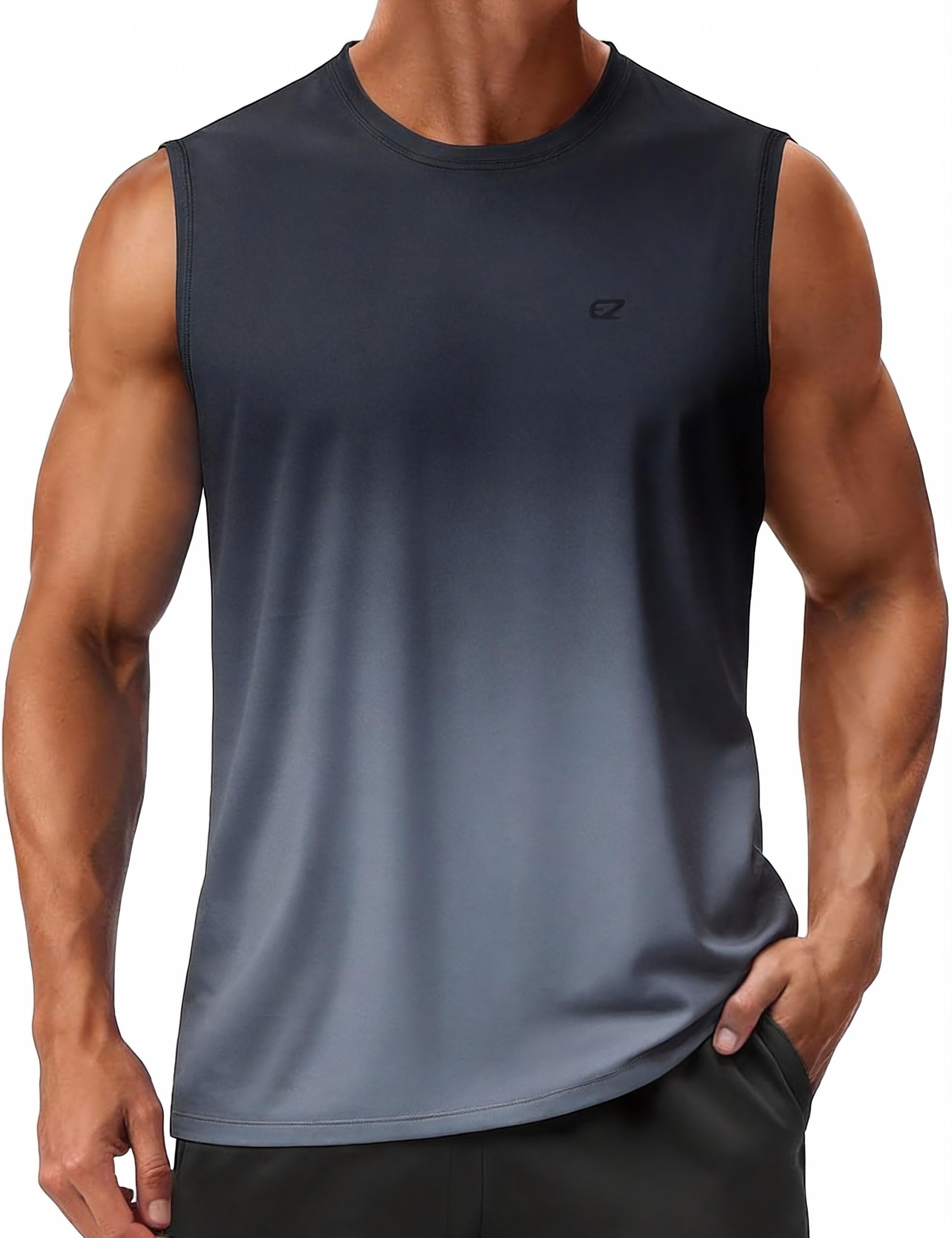 EZRUN Mens Sleeveless Shirt Quick Dry UPF 50 Swim Beach Shirts Gym Workout Muscle Athletic Summer Tank Top