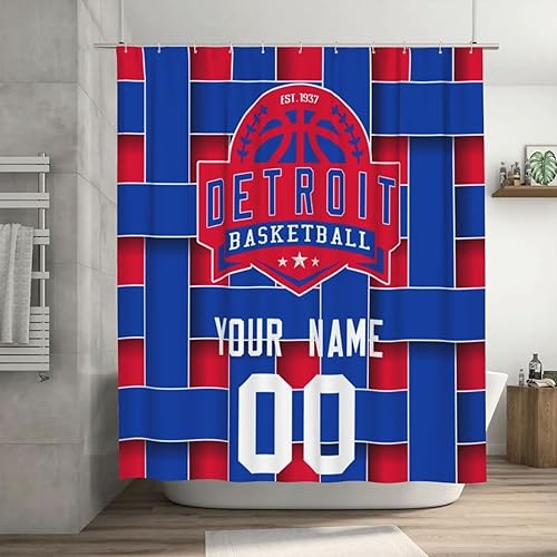 Detroit - Cortinas de ducha personalizadas con nombres y números, regalos para amantes, hombres, mujeres y fanáticos, 60 x 72 pulgadas, 72 x 72