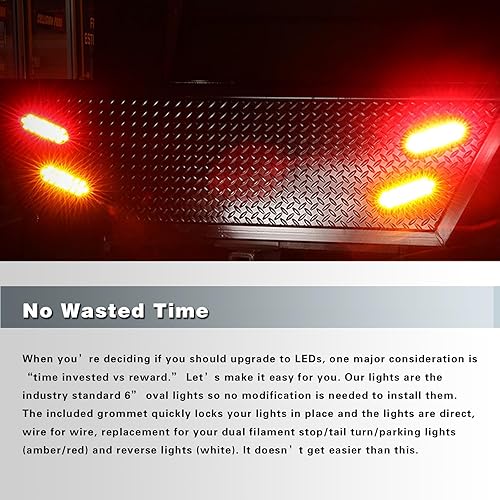 Miniatura 4 de Paquete de 2 luces traseras para automóvil, bombillas LED ovaladas, luces de freno con enchufe, luces de giro de 12 V, reemplazo de bombillas de