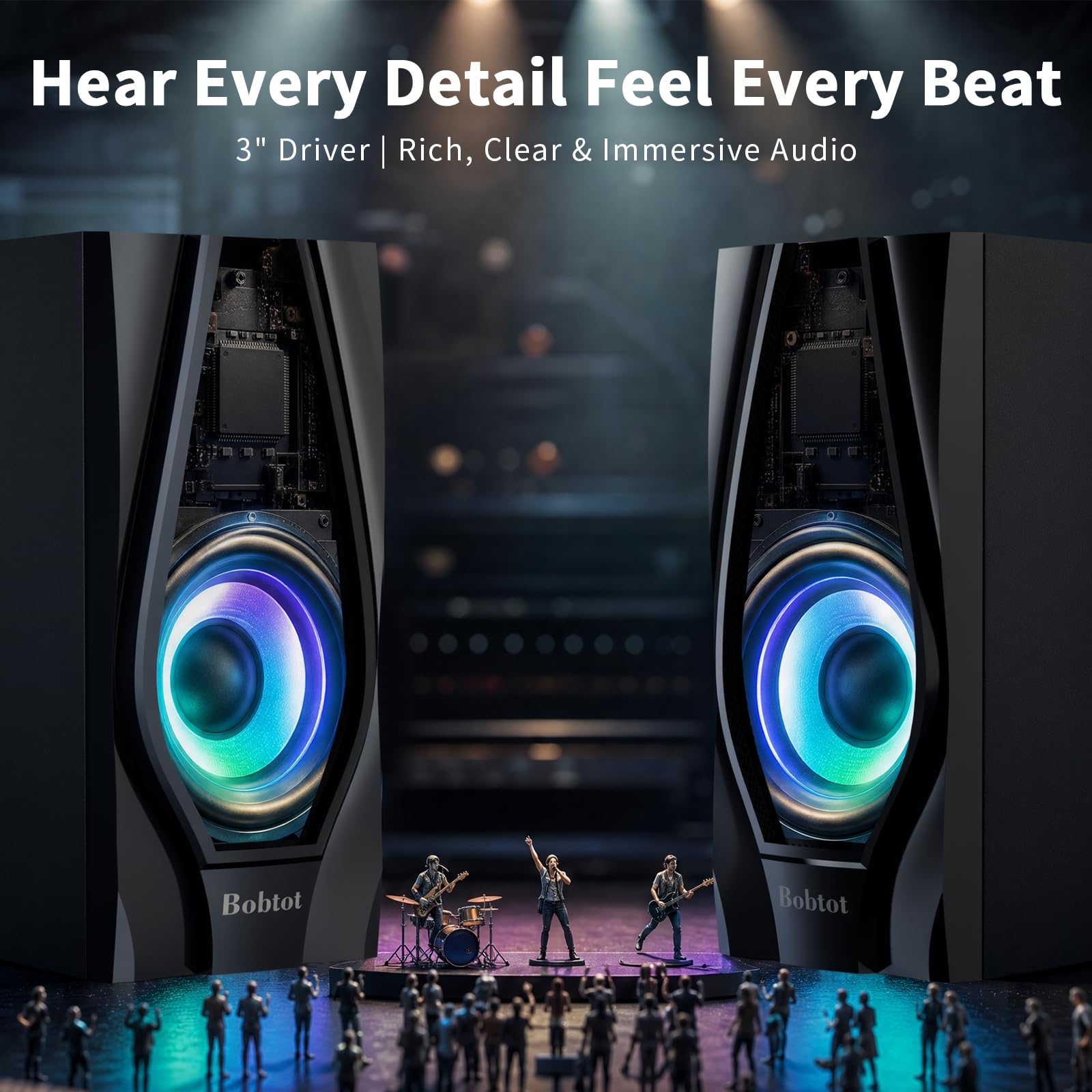 Bobtot Surround Sound Systems Sistema Home Cinema - Potenza di picco 1200 Watt Subwoofer 5.1/2.1 con cavo audio stereo forte altoparlante con ingresso HDMI ARC ottico AUX