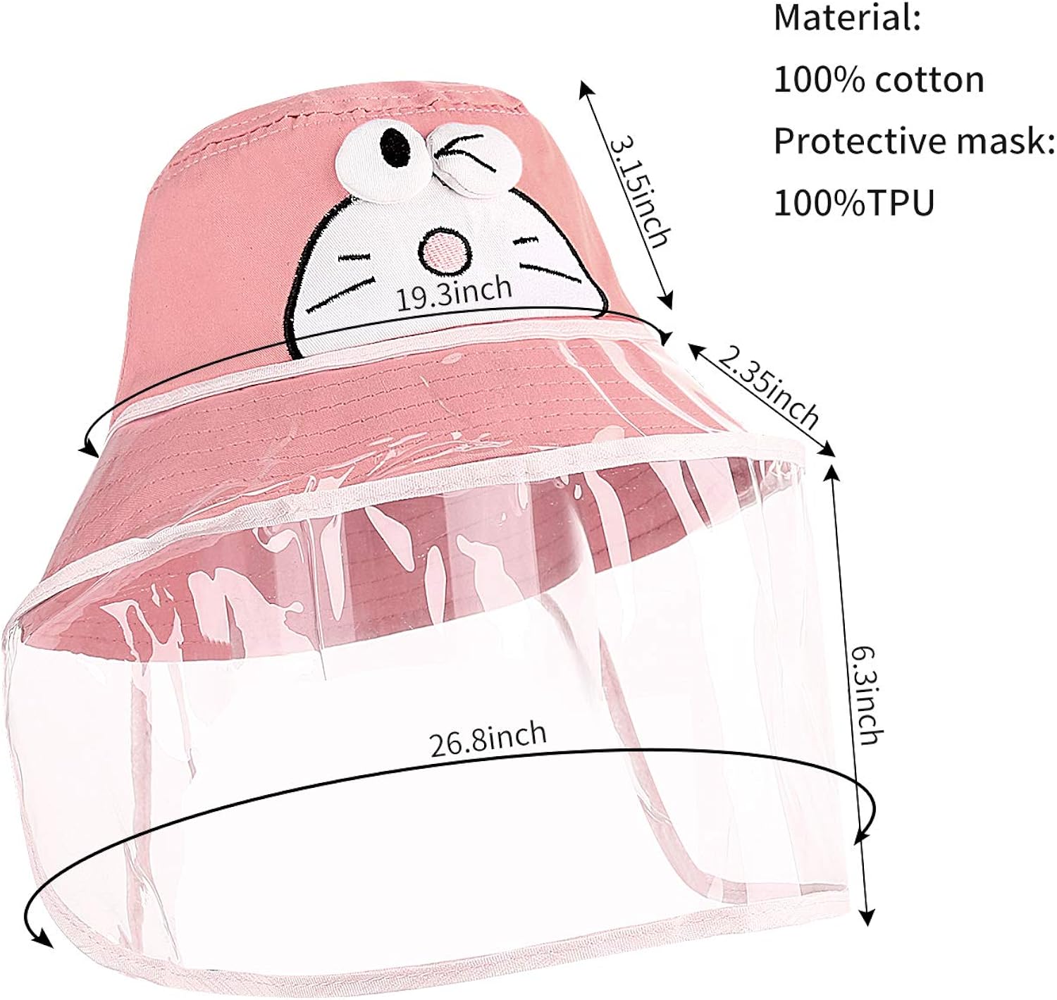 Baby Hat with Shield Bucket Sun Hat for 0-5 Years Old Baby with Transparent Bezel for Dustproof Windproof Sun