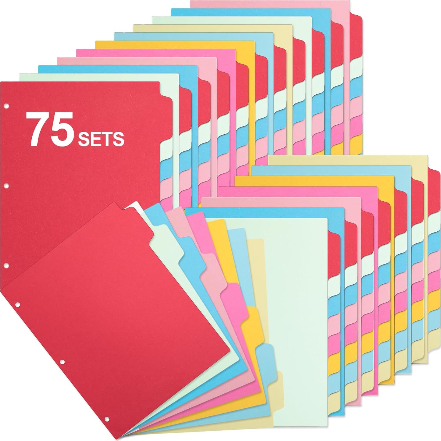 Geyoga 600 Pieces 3 Ring Binder Dividers with Tabs 75 Sets