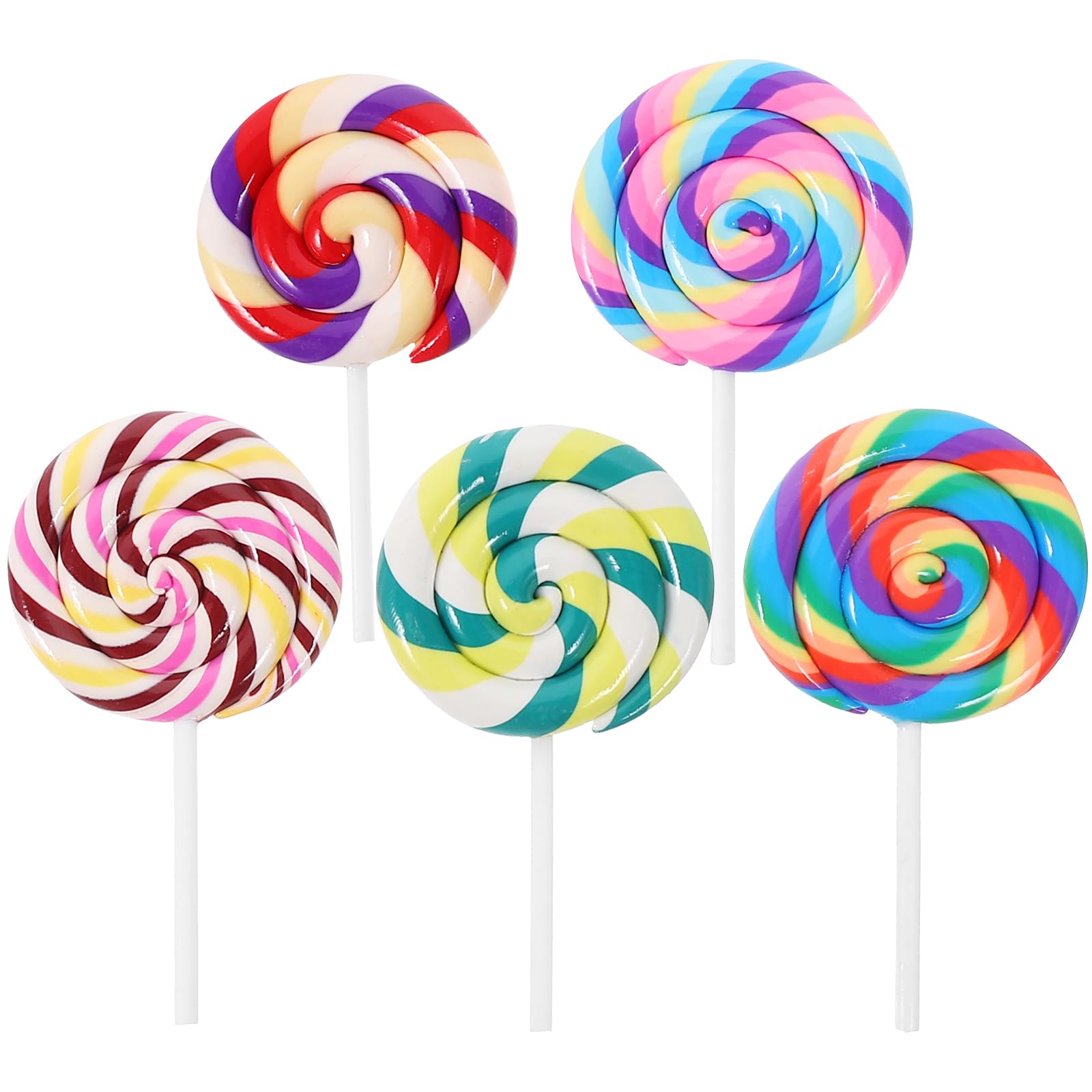 NUOBESTY 5pcs Large Simulation Clay Lollipop Toys for Diy Decorations Assorted Colors