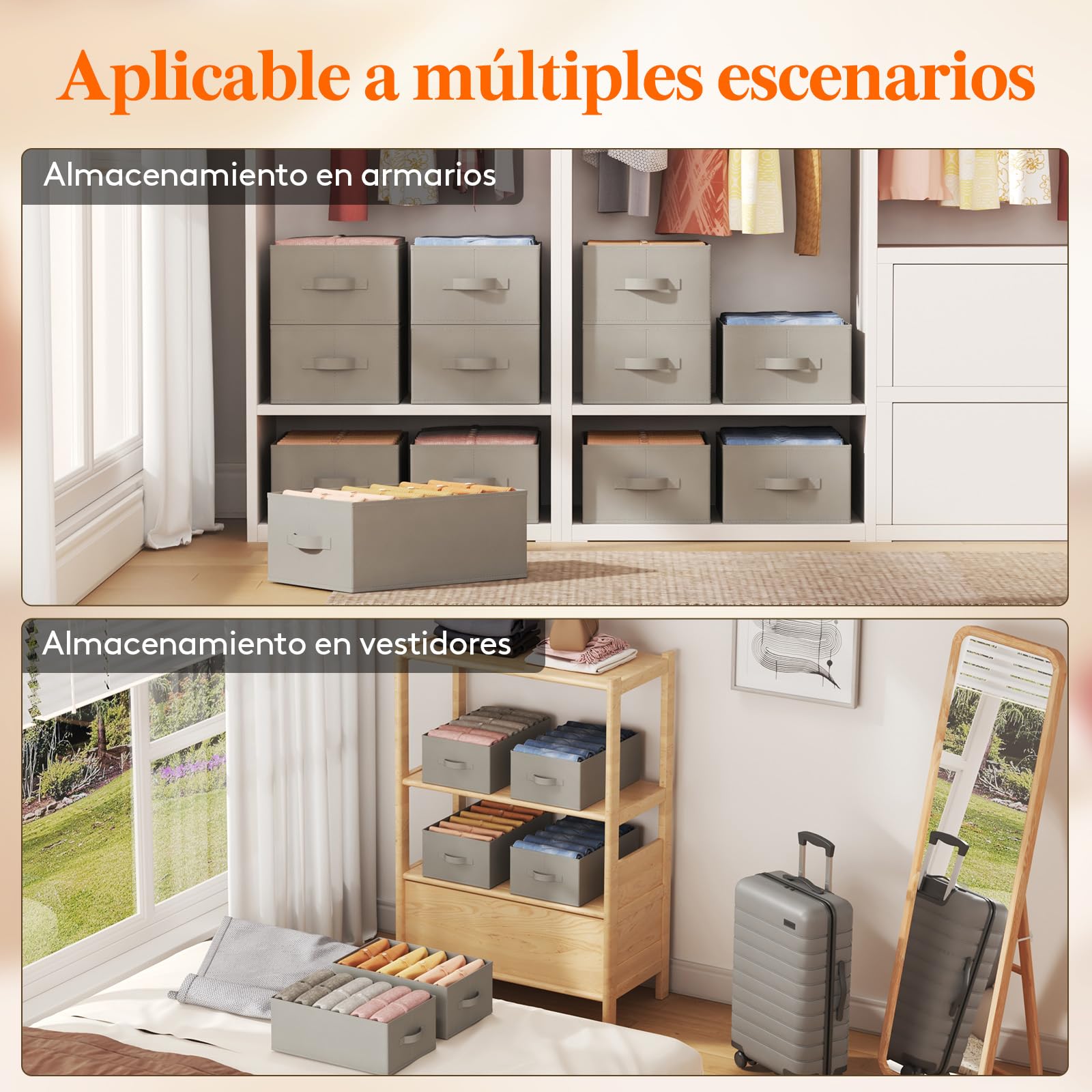 Lifewit Cajas Organizador Armario Plegables Separadores Cajones 6 Compartimentos Almacenar Ropa 42 x 27 x 17 cm 4 Piezas