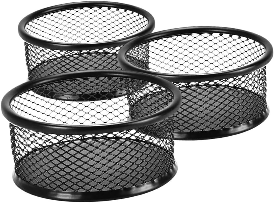 3pcs Black Mesh Paper Clip Holder Organizer Binder Clip Dispenser for Office and School Space-saving Design for Parts Storage