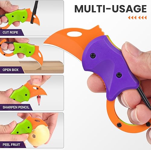 Vista 34 de Cuchillo de bolsillo pequeño de regalo para hombres, cortador de caja de llavero con hoja de 1.34 pulgadas, mini cuchillos plegables EDC