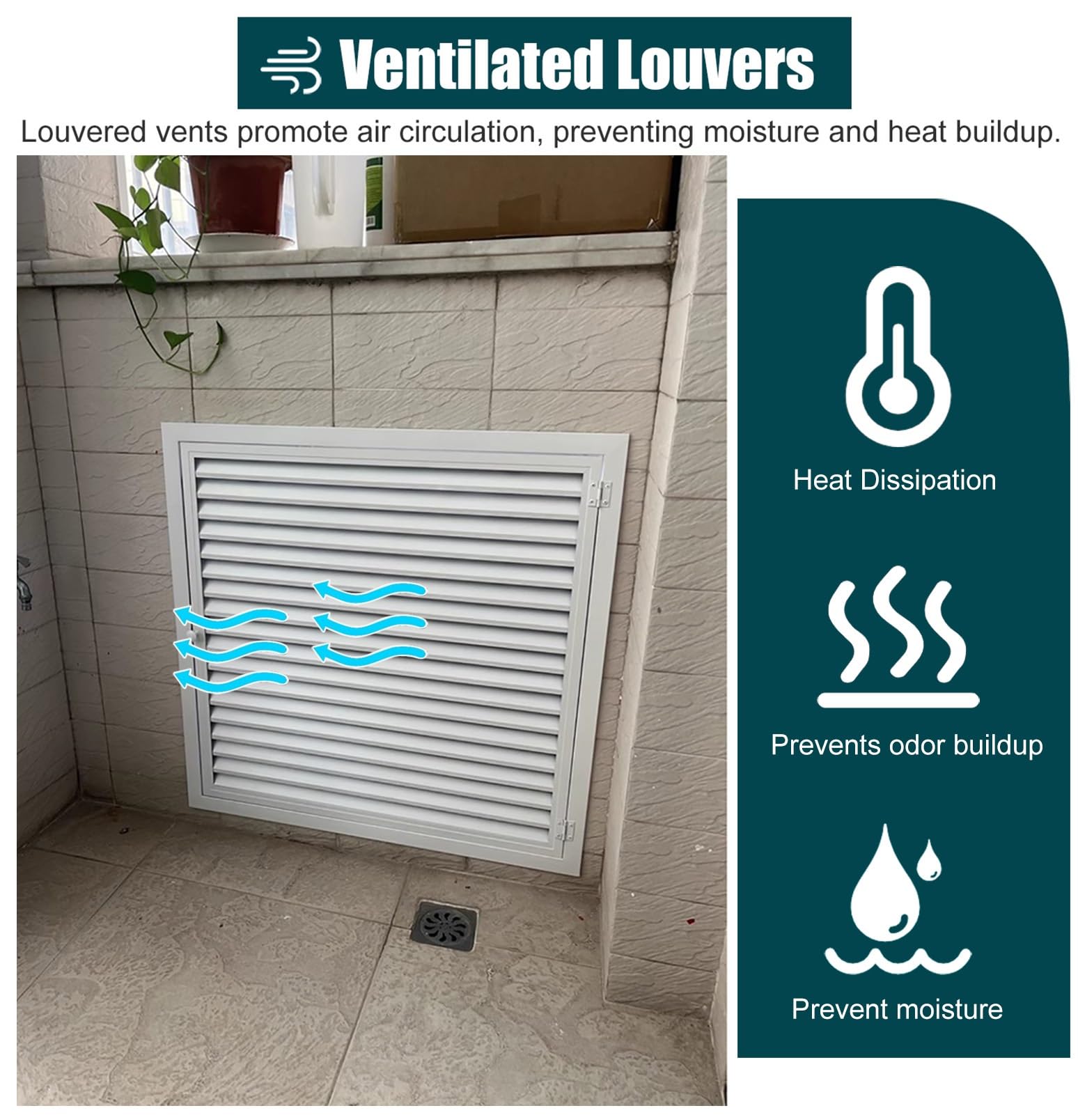 Puerta de acceso con rejillas de ventilación y asa, panel de acceso de cierre magnético, inspección interior/exterior y cubierta de panel eléctrico ventilada