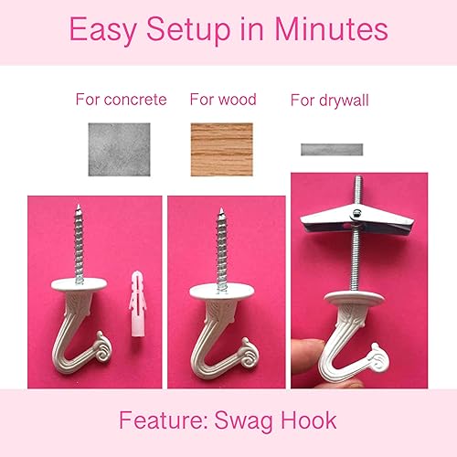 Miniatura 3 de EVEN Naturals - Toldo de cama de princesa para niñas  Decoración de habitación rosa con cúpula de encaje y corazones sistema de fácil colgar