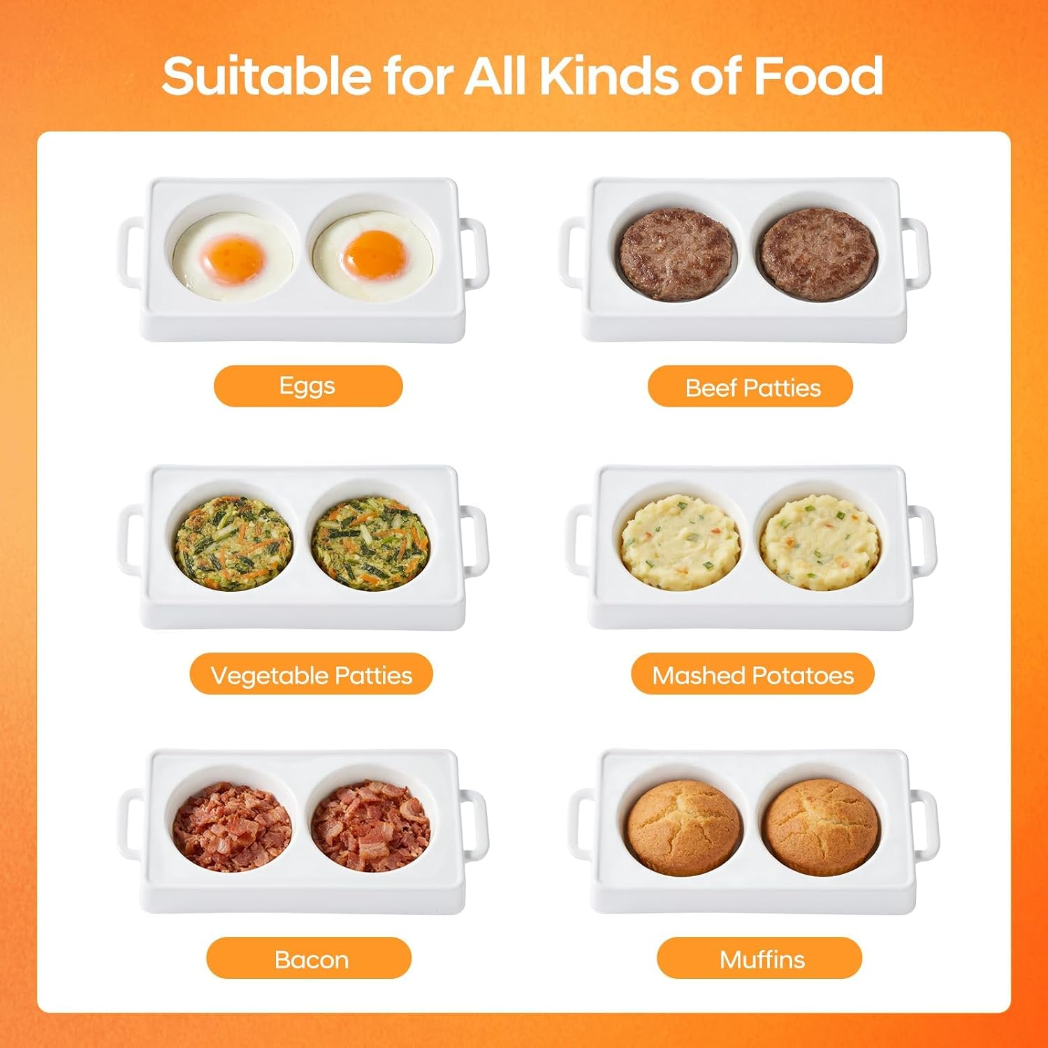 EliteVibe Ceramic Microwave Egg Cooker, BPA-Free 2-Cavity Egg Poacher