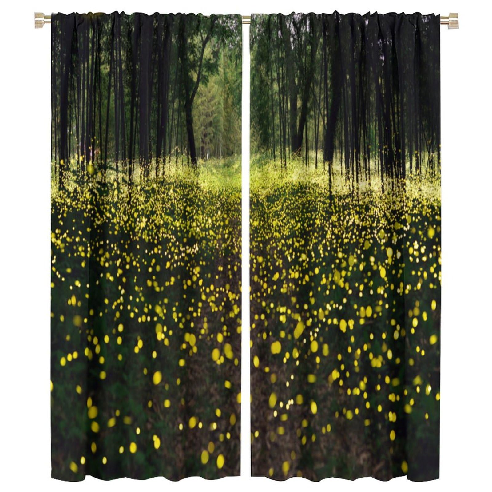 Firefly Blackout Window Curtain,Firefly are Japanese Summer Tradition for Girls Boys Living Room Bedroom Decor Drapes 2 Panels 42x54 Inch