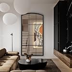 WAMIRRO Grande fenêtre miroir noir,Farmhouse Arched Wall Mirrors,Grid miroirs pour cheminée/entrée/allée/salle de séjour,28.X42. (miroir large noir)