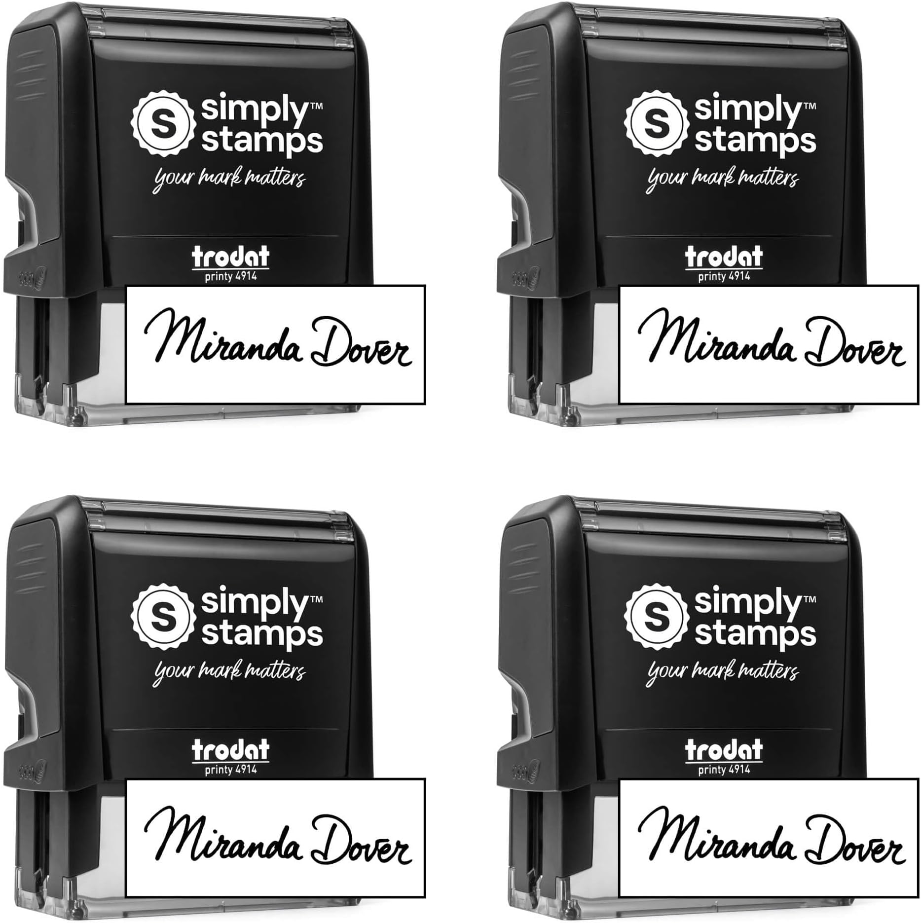 Custom Signature Stamp - Personalized Insignia - Self-Inking - Your Choice of 7 Ink Colors! (4, Xtra Large)