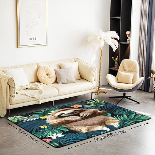 Miniatura 3 de jejeloiu Alfombras de perezoso para sala de estar, dormitorio, alfombras decorativas de hoja de palmera, decoración de animales lindos, alfombra