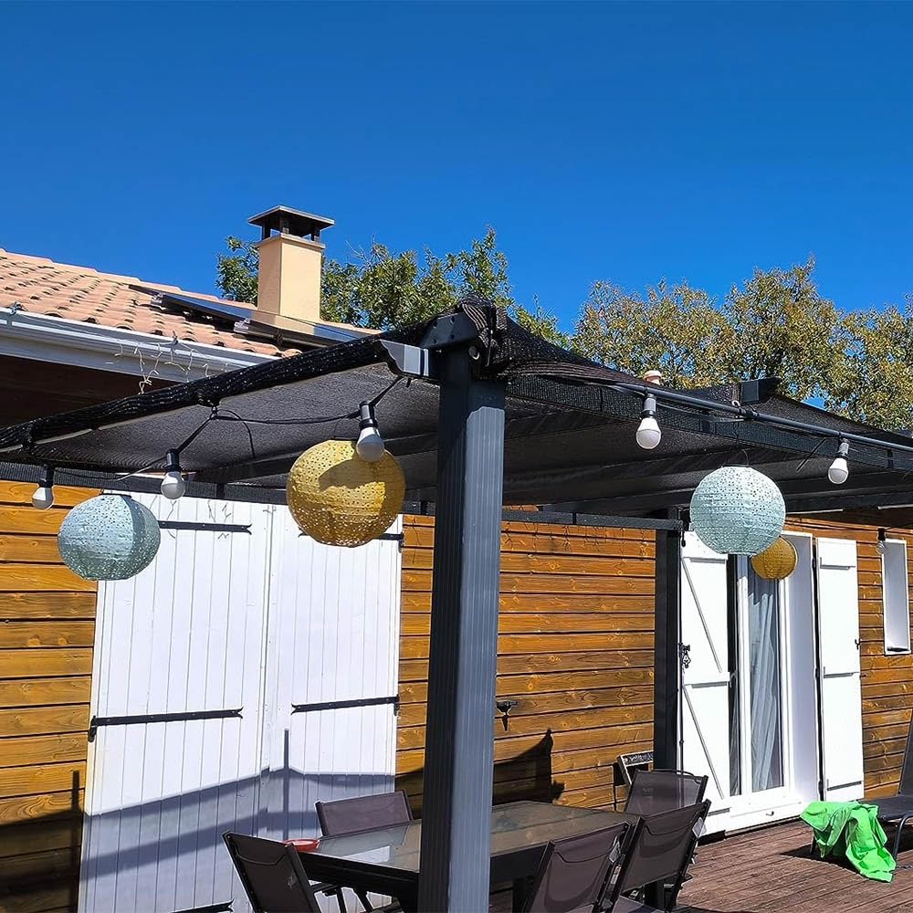 Tela de malla negra 90 % resistente a los rayos UV para jardín, estanques, invernaderos, patios y cocheras al aire libre, 3 x 9 m, con ojales, ideal para protección de plantas